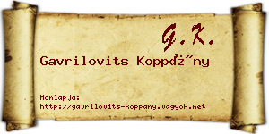 Gavrilovits Koppány névjegykártya